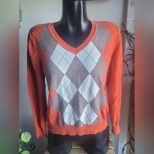 St. John's Bay Orange Argyle Sweater PXL